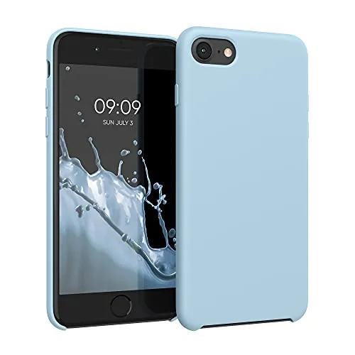 kwmobile Custodia Compatibile con Apple iPhone SE (2022) / SE (2020) / 8/7 - Cover in Silicone TPU - Back Case per Smartphone - Protezione Gommata Celeste Pastello
