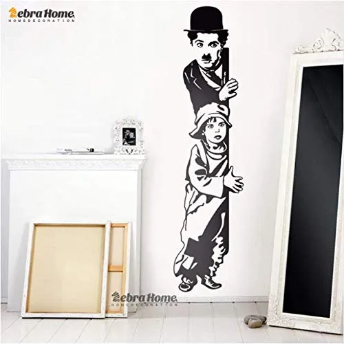 mkqqq135 Charlie Chaplin Kids Looking Decorativo Vinile Wall Sticker Home Decor Carta da Parati Fai da Te Creativo Soggiorno Camera da Letto Bar Decor Regalo