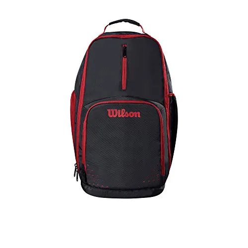 Wilson, Zaino da basket, Evolution Rucksack, Nero/Rosso, Scomparto scarpe incluso, WTB18419RD