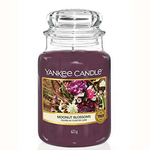 Yankee Candle Candela Profumata In Giara Grande, Fiori Illuminati Dalla Luna, Viola, ‎9.7 x 9.7 x 1.8 cm; 1.2 Kg