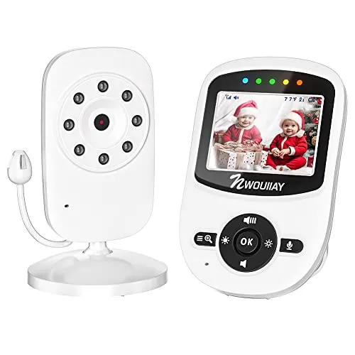 NWOUIIAY Baby Monitor Wireless Digital Audio con Fotocamera Visione Notturna Monitoraggio della Sensore di Temperatura Espandibilità Multi-camera (non Incluse) LCD Display 2.4 GHz, solo movimento