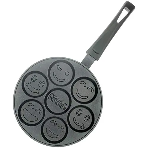 Biol - Padella per crêpe e pancake con stampi a forma di smile, antiaderente, 24 cm