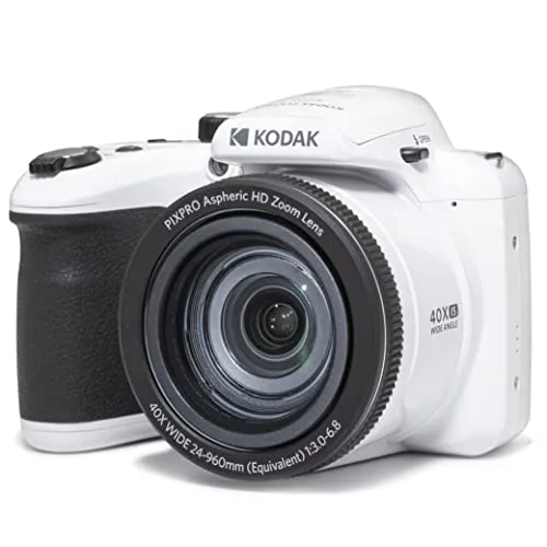 KODAK PIXPRO Astro Zoom AZ405-WH 20MP Fotocamera digitale con zoom ottico 40X 24mm grandangolare 1080P Full HD video e LCD da 3" (bianco)