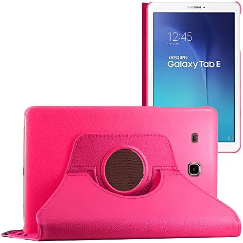 ebestStar - Cover Compatibile con Samsung Galaxy Tab E 9.6 T560, T561 Custodia Protezione Pelle PU con Supporto Rotazione 360, Rosa [Apparecchio: 241.9 x 149.5 x 8.5mm, 9.6'']