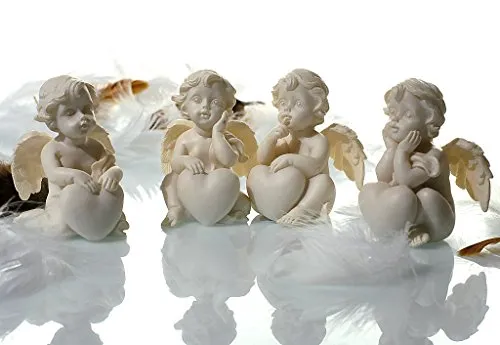 24 angioletti con cuore, 4 cm x 5,5 cm x 4 cm, colore bianco, adatti come bomboniera per matrimonio, battesimo, nascita, decorazione natalizia, Souvenir