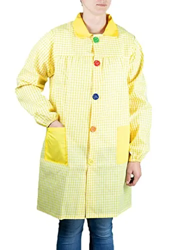 Klottz – Camice scolastico a quadri, unisex giallo Large-X-Large