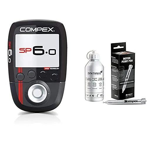 Compex SP 6.0 Elettrostimolatore, Nero con Banda Rossa & Motor Point Penna, Argento, Standard