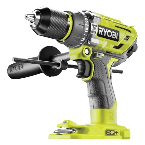 Ryobi 5133003941 R18PD7-0 - Trapano avvitatore a percussione, 18 V, funzionamento a percussione, senza batteria, mandrino a chiusura rapida, illuminazione a LED