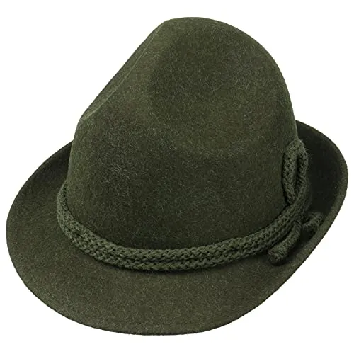 LIPODO Dreispitz Cappello in Feltro di Lana Donna/Uomo - Made Italy folcloristico Bavarese Tirolese Estate/Inverno - 59 cm Verde