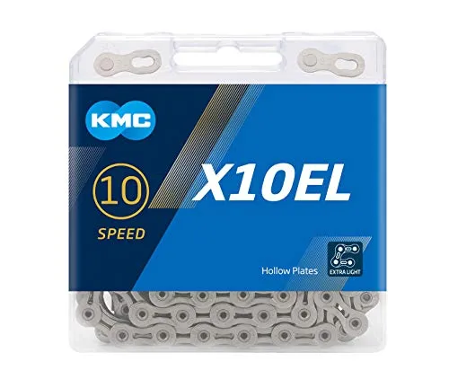 KMC X10el Chain, Catena Unisex Adulto, Silver, 1/2" x 11/128"