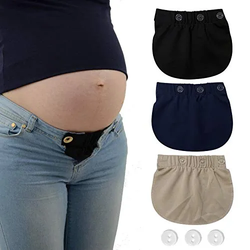 JOKHANG AYE - Prolunga per pantaloni da donna in gravidanza, 3 pezzi (nero, blu e cachi)