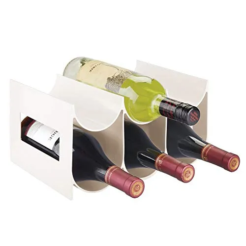 mDesign Pratico scaffale per Bottiglie di Vino – Portabottiglie in plastica Senza BPA per 6 Bottiglie – Organizer in plastica autoportante per Ogni Tipo di Bottiglia – Crema