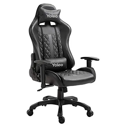 YOLEO Sedia Gaming Girevole, Sedia da Gaming Ufficio Ergonomica/Poltrona Gaming con Lo Schienale, Il Bracciolo Versatile & Regolabile in Altezza, Carico Massimo di 150 kg (Nero)