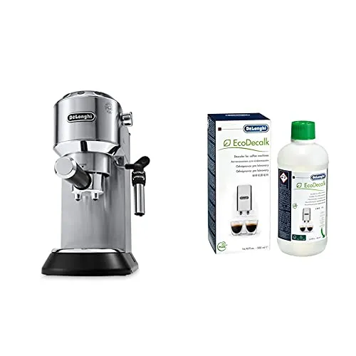 DeLonghi EC 685 M Macchina per caff? Espresso Manuale, 1350 W, 15 bar, Acciaio Inossidabile & ECODECALK Decalcificante Naturale, 500 ml