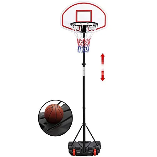 Yaheetech Canestro Basket Esterno Portatile Altezza Regolabile 196-251 cm Pallacanestro da Camera Interno Sportivo Rosso