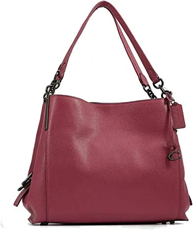 COACH - Borsa a tracolla in pelle di ciottolo lucidata Dalton 31, Rosso (rosa cipria), Large