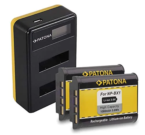 PATONA 2x NP-BX1 Batteria con Caricatore Doppio LCD Compatibile con Sony CyberShot DSC-RX100 DSC-RX1R II