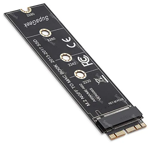 SupaGeek M.2 NGFF Nvme Scheda adattatore SSD PCIe a M.2 M Key Adapter Card per aggiornare la capacità di archiviazione di MacBook Air Pro Retina Mid 2013-2017, supporta SSD M.2 2280, 2240, 2230