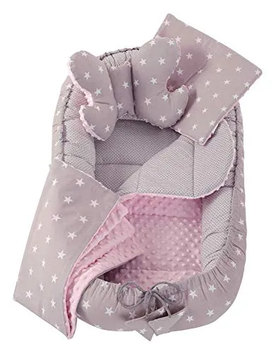 5p.Set Nido per Coccole con Nido per Bambini 90x50 Inserto Rimovibile Cuscino Piatto Culla Coperta Farfalla Cuscino Medi Partners 100% Cotone