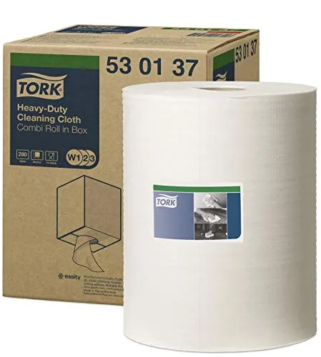Tork 530137 Panno Ultraresistente per pulizia Premium, compatibile con i sistemi W1, W2 e W3, monovelo, 1 conf. x 1 rotolo (1 x 106,4 m), colore bianco