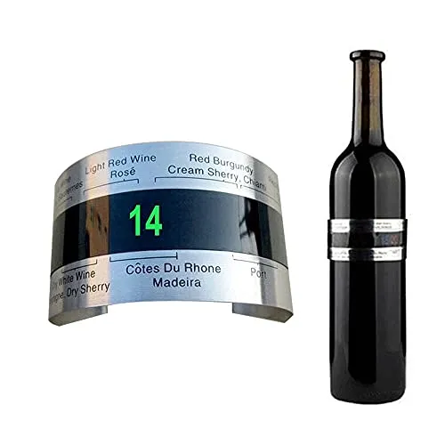 Ducomi Sommelier - Termometro per Vino - Misura la Temperatura di Vini, Birra e Liquori - Sensore Bracciale per Bottiglie in Acciaio Inossidabile Regalo Originale Uomo (Thermometer)