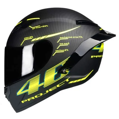 IAMZHL Casco moto integrale in fibra di carbonio Casco professionale da corsa Kask   Rainbow Visor Motocross Off Road Touring -Matte 2-1-XXL