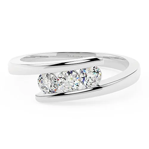 Diamante rotondo Tension Setting Trilogy anello di fidanzamento, in oro bianco, oro bianco, 49 (15.6), cod. MSR0117.3