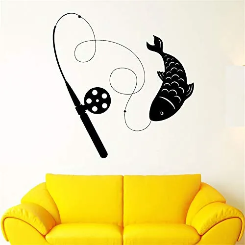 adesivo murale adesivo da parete Home Decor Fishing Clue Rod Fish Hobby Animal Decal Decorative Living Room