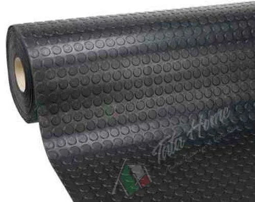 Passatoia Zerbino Tappeto Rivestimento Pavimenti in PVC Antiscivolo Flessibile e Resistente Disegno Bollato Larghezza 100 cm Lunghezza 200 cm Colore Nero