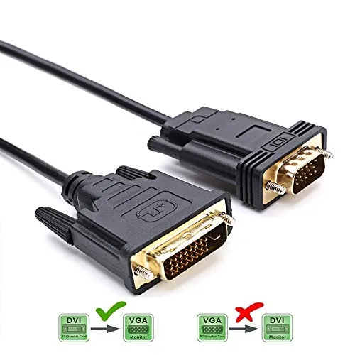 Adattatore DVI 24+1 a VGA Cavo 2m, ConnBull DVI-D Maschio a VGA 15 Pin Maschio Adattatore Cavo 1080P per Monitor Proiettori HDTV, Nero