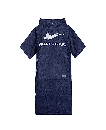 Atlantic Shore | Surf Poncho (Unisex) ➤ Accappatoio/Cotone di Alta qualità Che agevola Il cambiarsi di Abbigliamento ➤ Blu Scuro ➤ Middle