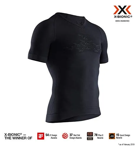 X-Bionic Energizer 4.0 Light Shirt V Neck Short Sleeve Men, T Uomo, Opal Black/Arctic White, XXL