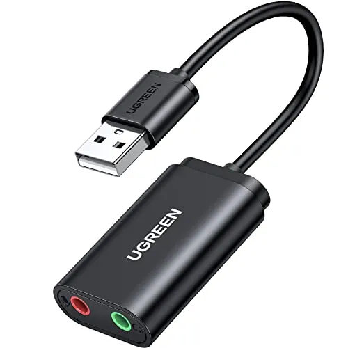 UGREEN Scheda Audio USB Esterna, Adattatore Audio USB a Jack 3,5mm per Cuffie Microfono Stereo Casse, Compatibile con Windows, Mac OS, Linux, PS5/4, Altoparlanti, Amplificatore, Plug And Play