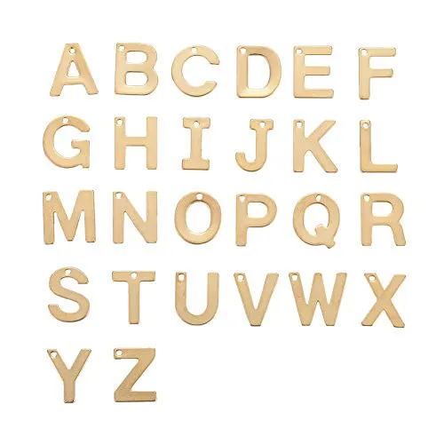 DanLingJewelry - Ciondoli a forma di lettera dell'alfabeto in acciaio inox 304, per fai da te e creazione di gioielli