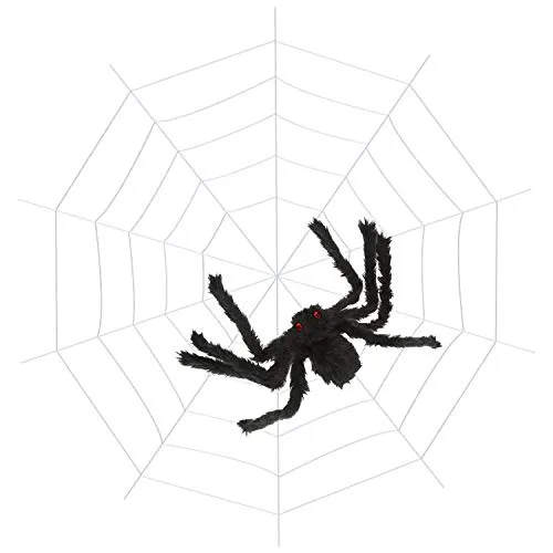 DILISEN 11.5 Feet Spider Web with 2.5 Feet Large Black Halloween Spider for Halloween Decoration Party Favor (White)
