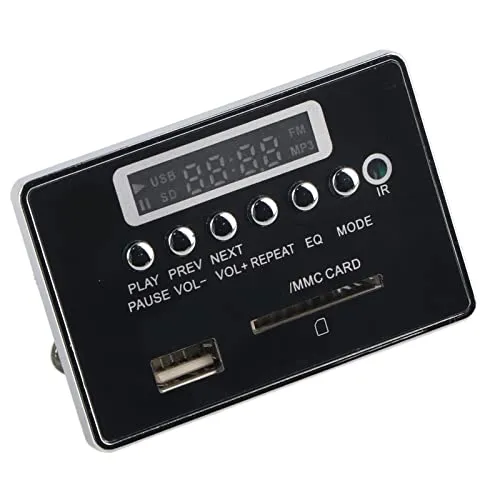 Modulo MP3, funzione radio FM DC 12V Decoder MP3 USB SD TF Scheda di decodifica per lettori MP3 Trasmettitori FM(12V Bluetooth Black Edition)