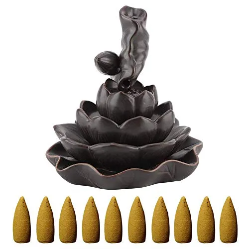 Incensiere in ceramica Creativo Lotus Censer Smoke Backflow Bruciatore di incenso per Home Decor Decor Ornament
