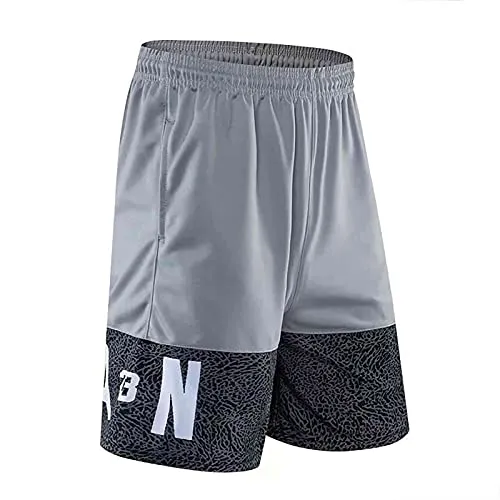 ACCZ Pantaloncini da Basket da Uomo - Estivi Pantaloni da Basket Shorts Traspirante - Corsa Sportiva e Fitness Casual Pantaloncini Elastici con Tasche,Grigio,M