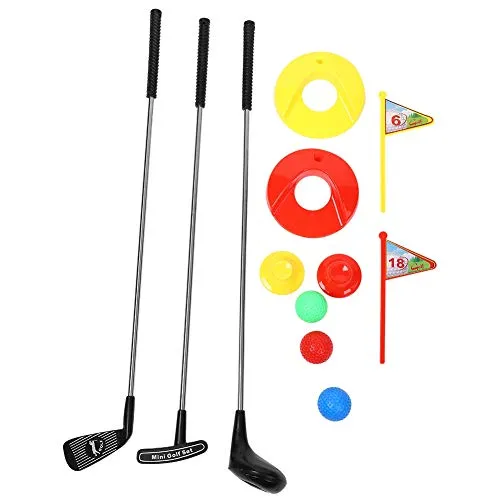 Bnineteenteam Mazze da Golf per Bambini Set Toy, 3 Palline da Golf, 3 Tipi di Fiori, 2 Fori di Pratica, 2 Bandiere per Ragazzi e Ragazze