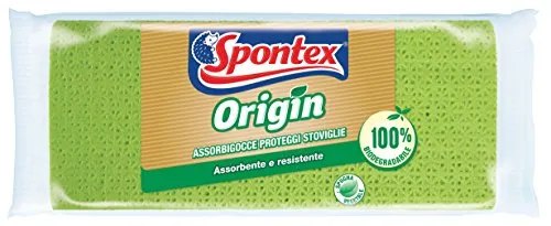 Spontex Origin Assorbigocce Biodegradabile, Cellulosa/Cotone, Verde, 42x0.5x31 cm