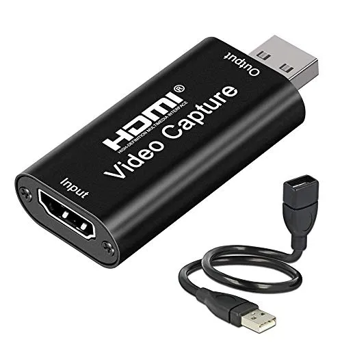 NAOLIU Scheda di registrazione video HDMI, 1080P 30 fps, acquisizione e condivisione – USB 2.0 Video Capture Card, supporta la registrazione video in tempo reale (35cm cavi +Scheda audio)