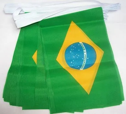 AZ FLAG Ghirlanda 6 Metri 20 Bandiere Brasile 21x15cm - Bandiera Brasiliana 15 x 21 cm - Festone BANDIERINE
