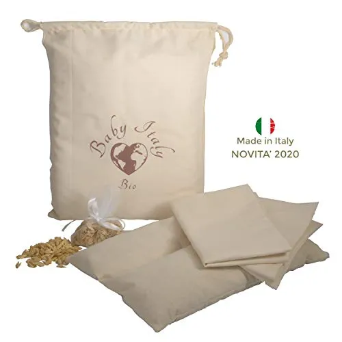 Baby Italy Cuscino Neonato Antisoffoco Culla e Lettino in Pula di Farro, 31x21cm - Prodotto Italiano