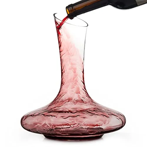 Set da 4 Pezzi Decanter per Vino Rosso, 1800 ml - Caraffa per Vino Piu 3 Accessori - Massima Aerazione del Vino Grazie Alla Sua Ampia Base - Confezione Regalo con Design Raffinato