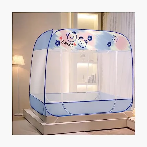 Zanzariera pop up senza installazione per patio letto tenda portatile con rete inferiore tenda a rete per letto bambino adulto viaggio 1,2 * 1,95 m