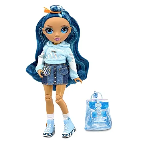 Rainbow High Jr. High - SKYLER BRADSHAW - Bambola alla moda blu da 23cm con vestito e accessori - Include zainetto Apri e chiudi - Da collezionare o regalare - Età: dai 6 anni in su