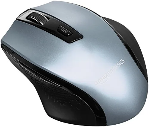 AmazonBasics - Mouse wireless ergonomico - DPI regolabili - Argento