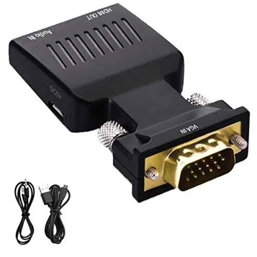 Convertitore adattatore da VGA a HDMI, Yiany 1080P VGA maschio a HDMI femmina con cavo audio per computer, desktop, laptop, PC, PS3 / 4, monitor, proiettore, HDTV