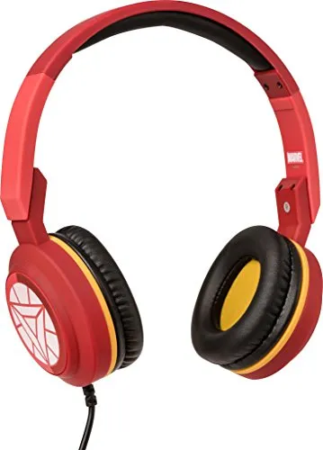 Tribe Marvel Cuffie On-Ear pieghevoli con Microfono incorporato I Gaming Headset per Smartphone, PC, PS4 e Xbox - Iron man