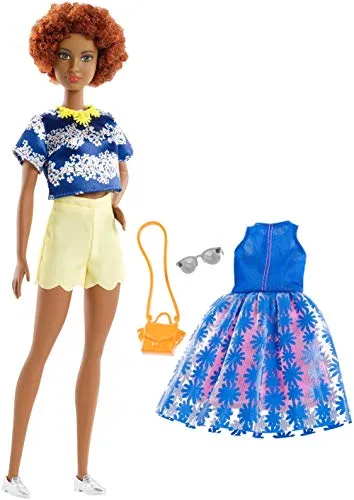 Barbie- Motivo Floreale e Catena con Un Secondo Look Bambola, Multicolore, FRY80